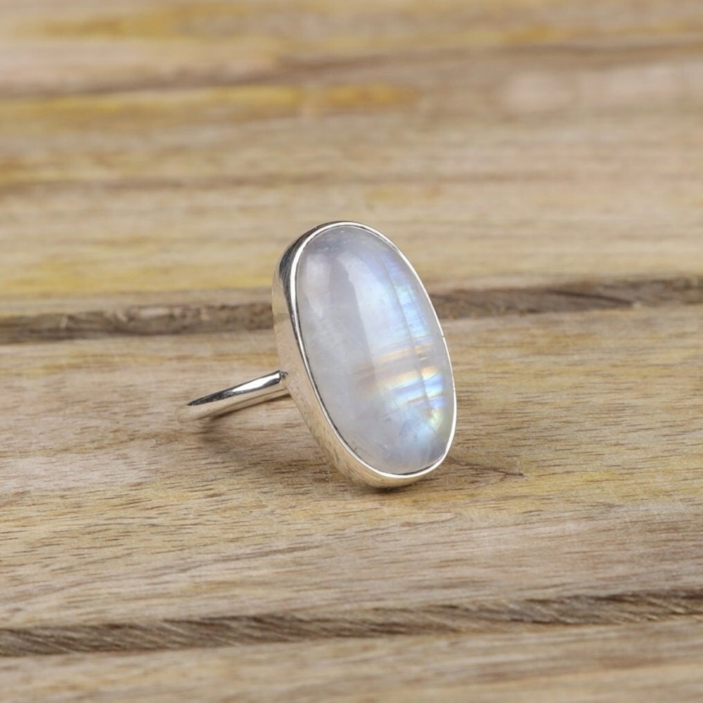 Rainbow moonstone ring